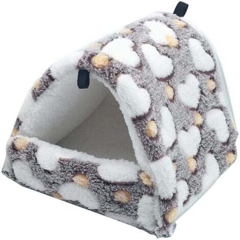 Plüsch-Nagerbett, kleines Hamsterhaus, Hängematten-Spielzeug, Hüttenbett für Meerschweinchen, Kaninchen, Chinchillas, Frettchen, braun, groß