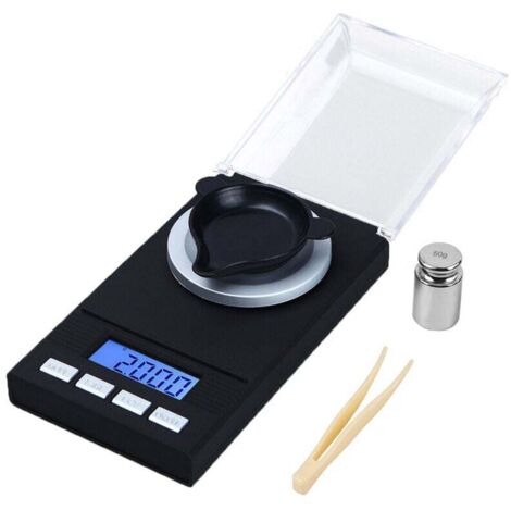 [NIEMALS VERWENDET] Präzisions-Milligrammwaage 50 g x 0,001 g, Schmuckwaage mit LED-Anzeige, multifunktionale elektronische Waage, Küchenwaage, Taschenwaage mit Kalibriergewicht (1/4)