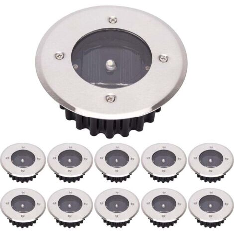 [NIEMALS VERWENDET] 10er-Pack LED-Solar-Bodenleuchten, Außenbeleuchtung, Straßenbeleuchtung, Untergrundbeleuchtung, IP65 wasserdicht (Kaltweiß, rund) [Energieklasse A+]
