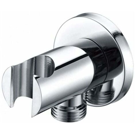 [NIEMALS VERWENDET] Handbrausehalterung, Wandwinkel mit Brausehalterung, runde Brausekopfhalterung, universeller Brausewinkel mit Brausehalterung/Anschluss (silber)