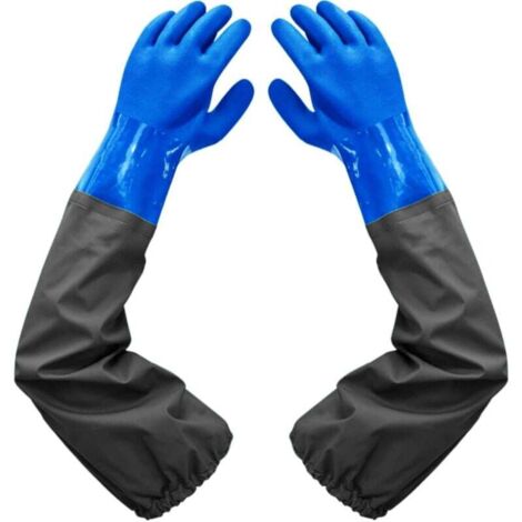 [NIEMALS VERWENDET] Mattierte, wasserdichte Handschuhe – Dehnbare Gummihandschuhe – Teichreinigungshandschuhe, 66 cm lang, beflocktes Futter, elastische Bündchen, für die chemische Industrie, Landwirt
