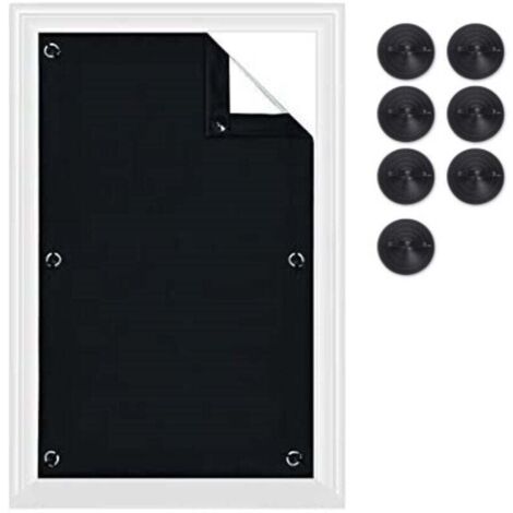 Verdunkelungsrollo für Dachfenster, Verdunkelungsvorhang mit Saugnäpfen, kein Bohren erforderlich, Sonnenschutz für Fenster und Türen, Schlafzimmerrollo, einfache Montage, 57 x 100 cm, Schwarz (1/4)