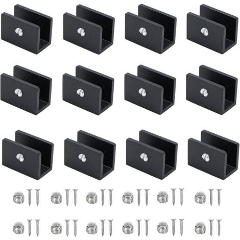 [NIEMALS VERWENDET] 12-teiliges Glasklemmen-Set, Aluminium-Regalhalterungen, verstellbare Glastrennwandhalterung, für 8-10 mm dicke Glasregale, für Badezimmer und Balkone (mit Schrauben)