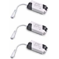3er-Pack 18–24 W DC-Treibertransformatoren, Mehrspannungseingang 85–265 V AC, 50/60 Hz, Ausgang 36–72 V DC, 240–260 mA. Geeignet zum Austausch von Einbauleuchten und anderen LED-Geräten.