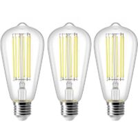 8-W-E27-ST64-LED-Lampe, Vintage-Edison-Glühbirne, entspricht 80 W, Kaltweiß (6500 K), 800 lm, Retro-Dekorationslampe, nicht dimmbar, 3er-Pack