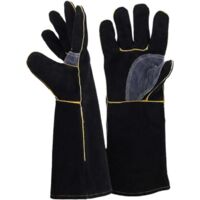 Extrem feuer- und hitzebeständige Handschuhe aus Leder mit Kevlar-Nähten, perfekt geeignet für Kamine, Öfen, Backöfen, Grills, Schweißen, Barbecues, MIG-Schweißen, als Topflappen und für den Umgang mi