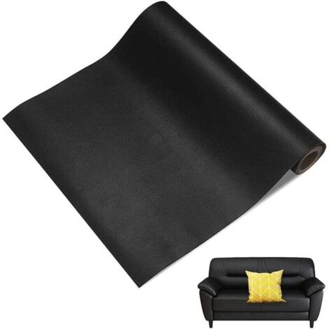 Toppa per riparazione pelle 137 x 50 cm, rotolo adesivo per pelle - Riparazione pelle PU - per divani, borse, giacche, sedili auto, mobili in pelle - Riparazione e restauro - Nero (1/4)
