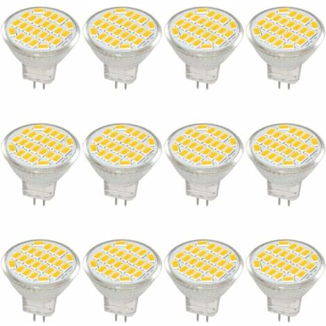 Lampadina LED MR11 GU4 DC/AC 10-30V 3W, 12V, 24V, equivalente a lampadina alogena da 30W, 400 lumen, bianco caldo 3000K, sostituzione LED per kit, giardino, interni (confezione da 12)