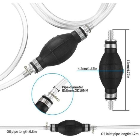 Pompa Manuale per Carburante con Bulbo Primer in Gomma Nera, Pompa a Vuoto per Benzina e Diesel, Accessori per Imbarcazioni Marine