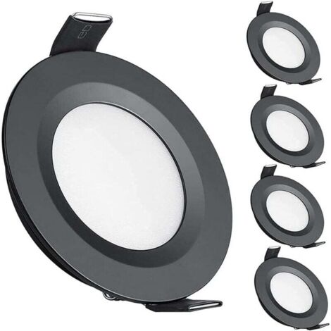 faretti LED da incasso da 12 V, foro da 58-65 mm, 3 W, 3200 K, faretti da incasso a soffitto per camper, barca, roulotte, furgone, yacht, bianco caldo (nero) (1/4)