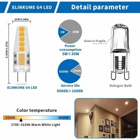 10 Lampadine LED G4 Dimmerabili 2W | Luce Calda 3000K, 12-24V AC/DC Per Lampadari E Plafoniere