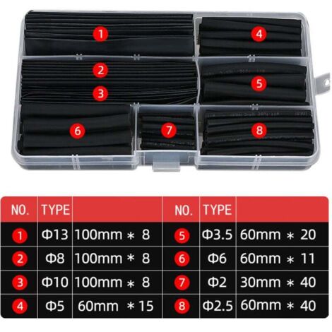 SACHET D'ASSORTIMENT DE 20 GAINES THERMORÉTRACTABLES PLF100 NOIR HTS4