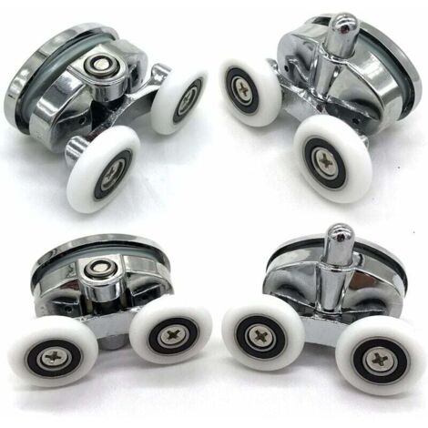 [NON UTILIZZATO] Set di 4 rulli per porta doccia - Due ruote - Ovali - Forma a farfalla (23 mm)