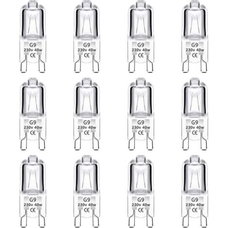 [NON UTILIZZATO] Confezione da 12 lampadine alogene dimmerabili G9 40W 230V, 0-100%, 480LM, bianco caldo 2700K, lampada alogena con attacco bispina G9, senza sfarfallio, per forni, lampadari, lampade  (1/4)