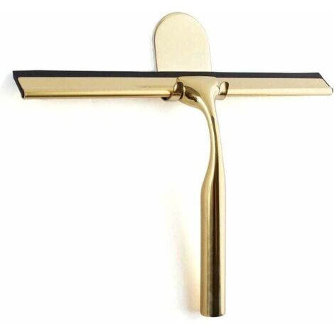 [NON UTILIZZATO] Tergivetro per doccia in acciaio inox dorato per bagno, tergivetro per doccia in vetro largo [9,8''], silicone di alta qualità, doccia con supporto, non richiede fori, per doccia, bag