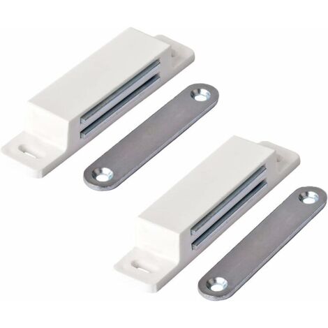 [NON UTILIZZATO] Calamita per porta dell'armadio, chiudiporta magnetico extra forte - Forza di tenuta 13 kg - Confezione da 2 in bianco - Porta dell'armadio - per porte, mobili, cassetti.