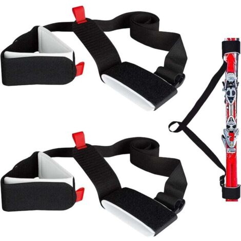 [NON UTILIZZATO] 2 Pièces Sangles Porte-Skis Réglable,Bandoulière de Ski,Transport Poignets de Ski,Bâtons pour Enfants et Adultes