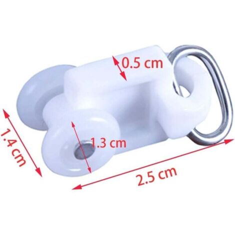 QUARKZMAN 30pcs Rouleaux Rideau Plafond Avec Agrafes Acier - Supports Double Roulettes Blanc