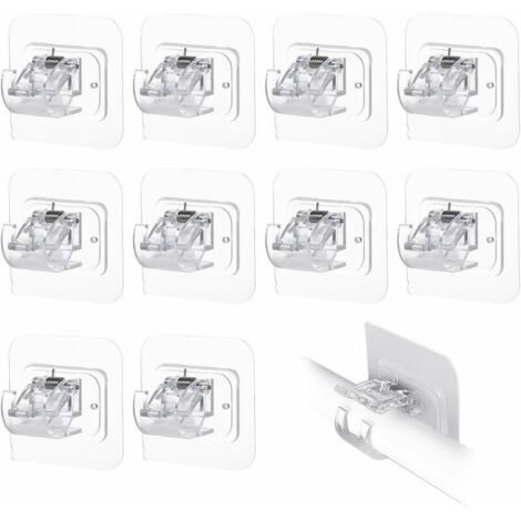 [NON UTILIZZATO] Set di 10 supporti per aste per tende trasparenti, autoadesivi e senza fori per il fissaggio di aste per tende (1/4)