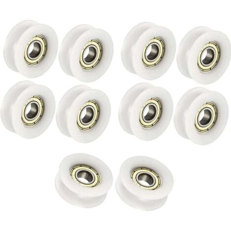 [NON UTILIZZATO] Puleggia guida con cuscinetto a sfere a forma di U bianca da 6x24x9 mm per puleggia per mobili, confezione da 10 (1/4)