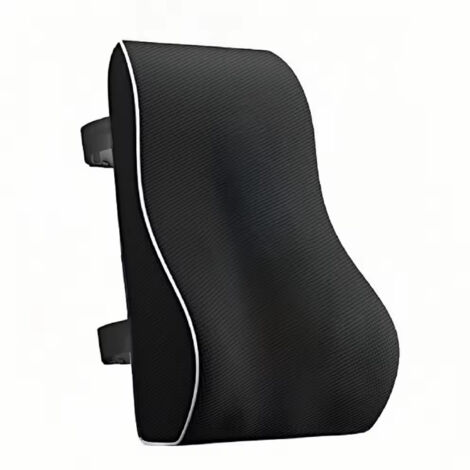 Cuscino ergonomico di supporto lombare, supporto per la schiena in memory foam per sedili auto e sedie da ufficio, schienale con rivestimento antistatico e doppie cinghie regolabili, nero (1/4)