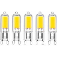 5 capsule LED COB da 2 W con attacco G9, 220 V, 200 lumen, equivalenti a lampadine alogene da 10 W-20 W, per lampadari, lampade da scrivania, applique da parete, bianco caldo 3000 K [Classe energetica