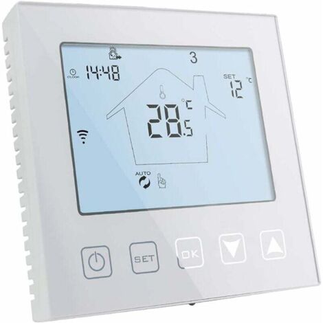 Termostato inteligente WiFi para caldera de gas/suelo radiante de agua, 220 V, 3 A, compatible con Alexa y Google Assistant, termostato de ambiente programable, blanco, controlado por la app Tuya/Smar