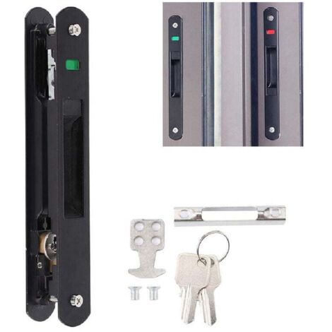 Juego de cerradura de gancho para ventana de puerta corrediza empotrada de estilo moderno, cerradura de puerta móvil moderna, pestillo de bloqueo de un solo lado. (1/4)
