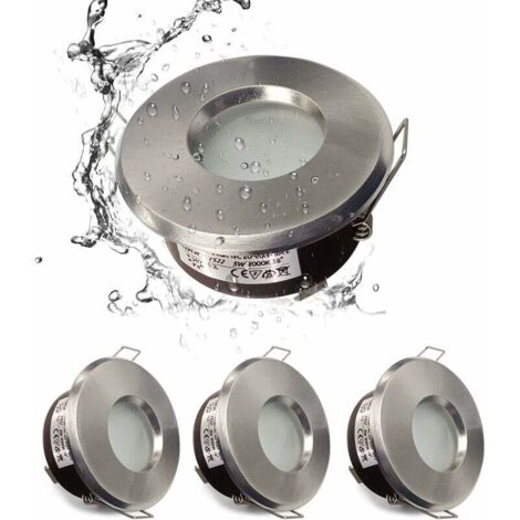 Foco LED empotrable impermeable IP65, configuración de casquillo GU10, apto para focos de baño y cocina (bombilla no incluida), Downlight níquel satinado, corte de 75 mm