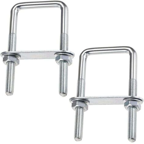 Pernos en U cuadrados de acero inoxidable de 70 x 110 mm, M8 con tuerca, placa de marco y arandela, para fijar tableros y tuberías (70 x 110 mm)