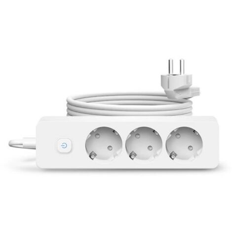Regleta triple con enchufes planos conmutados, bloque de enchufes de 3 vías, 230 V, cable alargador de 1,8 m, color blanco