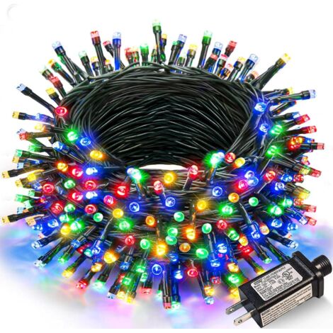 Cadena de luces LED para exteriores de 50 m de largo, 500 LED multicolor con enchufe para Navidad, bodas, fiestas, hogar y jardín.