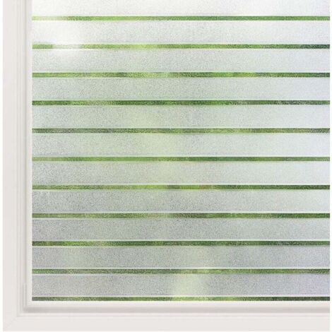 Película electrostática para ventanas con patrón de rayas horizontales, opaca, esmerilada, no adhesiva, para privacidad de cocina, hogar y baño, 45 x 100 cm