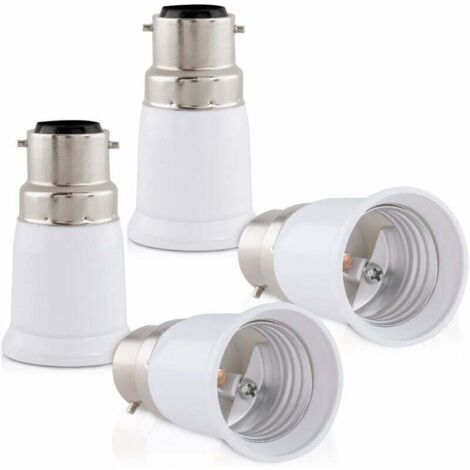 [NUNCA USADO] Adaptador de casquillo 4x - Convertidor de casquillo B22 a E27 - Adaptador de portalámparas con base de bayoneta para bombillas halógenas LED