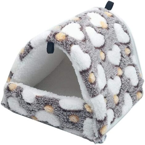 [NUNCA USADO] Cama de peluche para roedores, casa pequeña para hámster, hamaca de juguete, cama tipo cabaña para cobayas, conejos, chinchillas y hurones, marrón, grande
