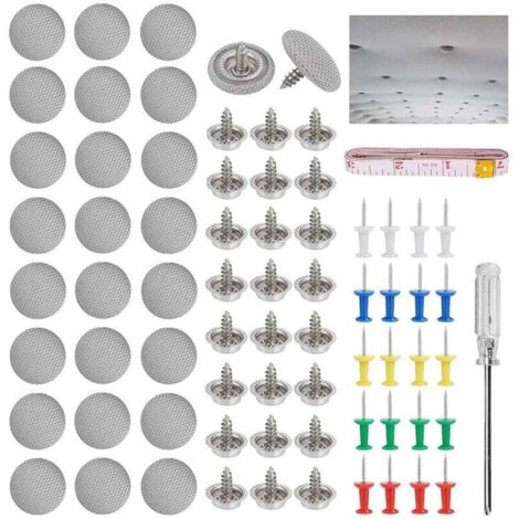 [NUNCA USADO] Kit de reparación de techo de coche, 65 remaches, incluye tachuelas, un destornillador y una cinta métrica, adecuado para la mayoría de los coches.