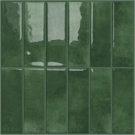[NUNCA USADO] 10 azulejos autoadhesivos rectangulares para pared, para cocina y baño, color verde (30,5 x 30,5 cm)