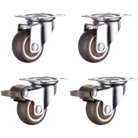 [NUNCA USADO] Juego de 4 ruedas para muebles de 50 mm con freno, pequeñas ruedas universales para muebles, rotación de 360 grados, ruedas de goma adecuadas para todo tipo de suelos, muebles, estanterí