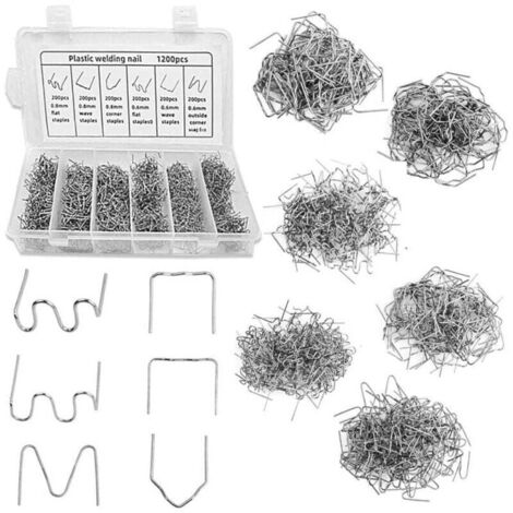 [NUNCA USADO] Kit de reparación de parachoques de coche - 1200 piezas de clips calientes de plástico automotriz para soldadura, marca (1/4)
