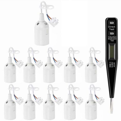 [NUNCA USADO] 11 casquillos E27 blancos, casquillos E27 para renovación, casquillos de lámpara 250 V 4 A con cable, casquillos para obra, convertidor de bayoneta para bombillas LED y halógenas.