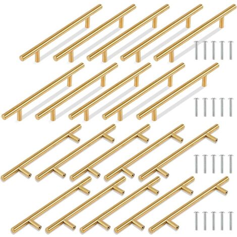 [NUNCA USADO] 20 tiradores dorados para armarios de cocina de 128 mm, tiradores para cajones, tiradores de acero inoxidable para cocina, chapados en oro. (1/5)