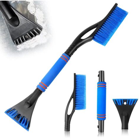 [NUNCA USADO] Cepillo para nieve, pala para nieve con cepillo, pala para hielo con cepillo, raspador de goma para nieve para coche, cepillo para nieve 2 en 1 para coche, 60 cm de largo con mango aisla