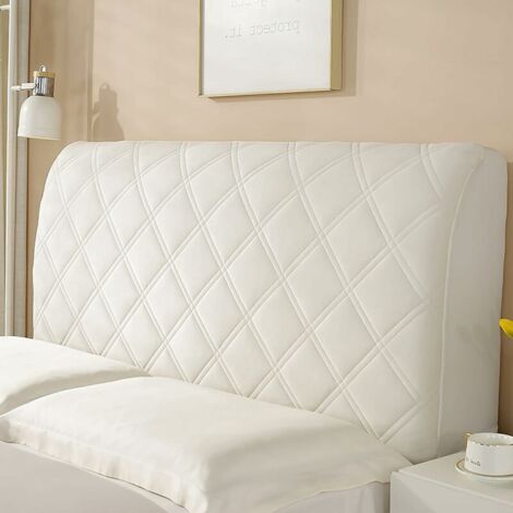 [NUNCA USADO] Funda universal para cabecero, suave y elástica, de felpa corta, antipolvo, lavable, para decoración de dormitorio, color blanco, 180 cm