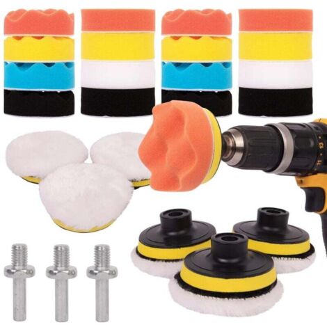 [NUNCA USADO] Kit de pulido para coche de 25 piezas: almohadillas de pulido para taladros M10, destornilladores inalámbricos y pulidoras, con distintos niveles de suavidad.