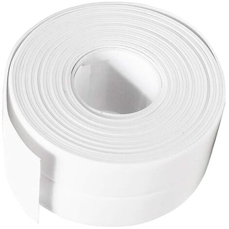 [NUNCA USADO] Sellador de silicona blanca para baño, cinta impermeable, tira autoadhesiva de PE para bañera, ducha, inodoro, cocina, fregadero, suelo, pared y protección de esquinas. (1/4)