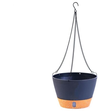 [NUNCA USADO] Maceta colgante de 16,5 cm de diámetro para uso interior y exterior, con orificio de drenaje y 2 ganchos para jardín y hogar (negro) (1/4)