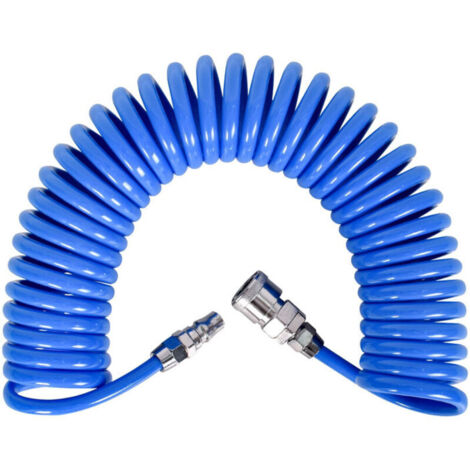 [NUNCA USADO] Manguera de aire comprimido en espiral - Longitud: 12 m - Con conexión rápida - Para compresores,