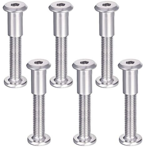 [NUNCA USADO] Tornillos de unión para muebles (6 unidades, con pernos M6), de acero inoxidable 304, para fijar puertas, camas y muebles, M6 x 35 mm.