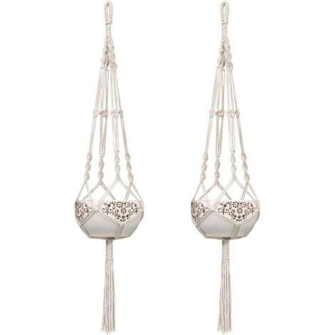 paquetes de macramé blanco crema de 105 cm para colgar plantas, macramé de cuerda para exteriores e interiores, maceteros de cuerda de algodón sólido, soporte para flores, decoración de pared para bal