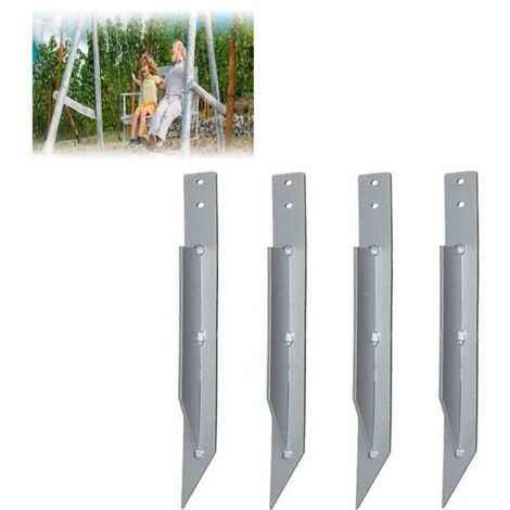 [NUNCA USADO] Anclajes de suelo para columpios (4 piezas), anclajes de jardín, fijaciones para columpios, resistentes al desgaste, galvanizados, resistentes al viento y al agua, 440 mm